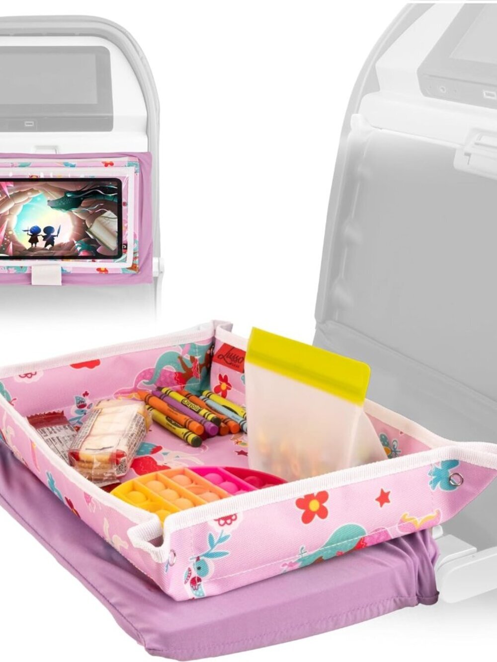 Airplane Tray Table Cover - Organize Kids Travel Essentials - Pockets for Airpla - Picture 1 of 8
